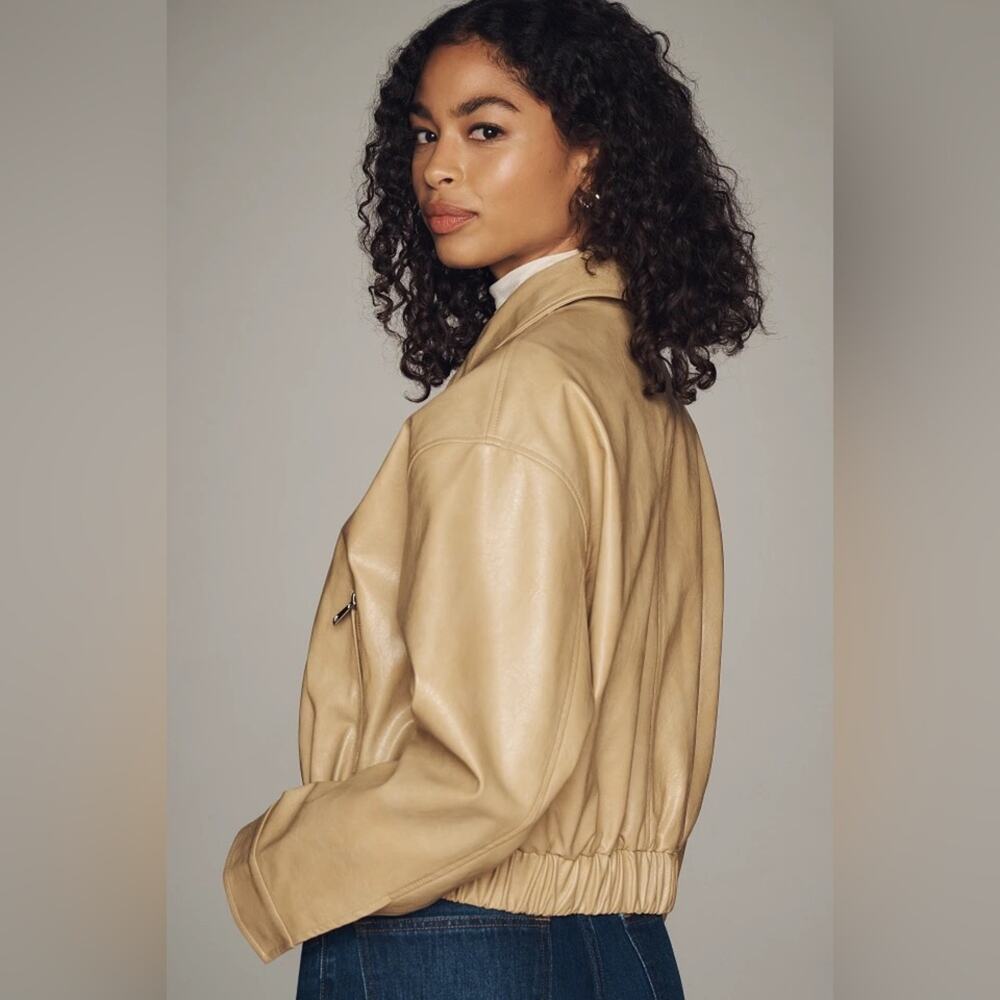 Maeve Faux leather Bomber Jacket - Picture 3 of 8